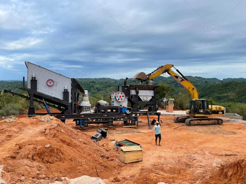 the scene of jaw mobile crusher plant